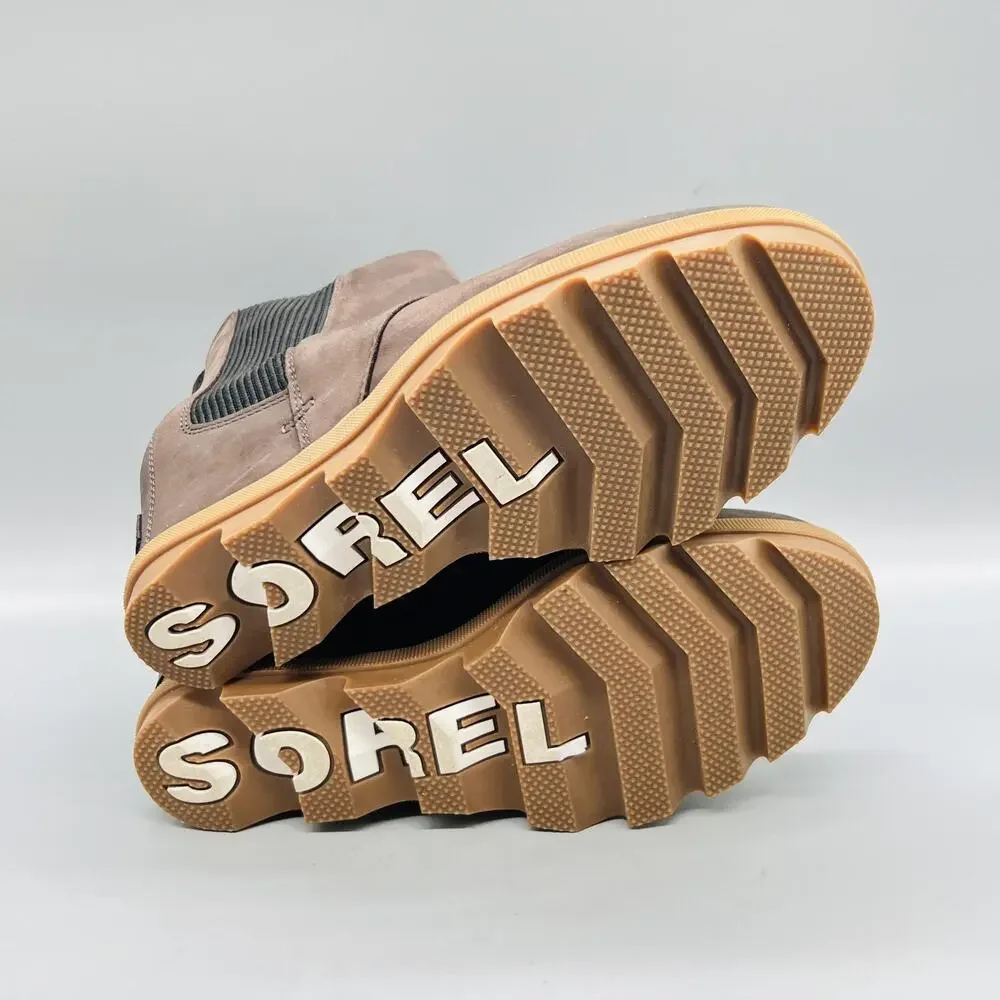 Sorel Boots Womens 8 Brown Nubuck Chelsea Ankle Wedge Pull On Lug Sole Shoes
